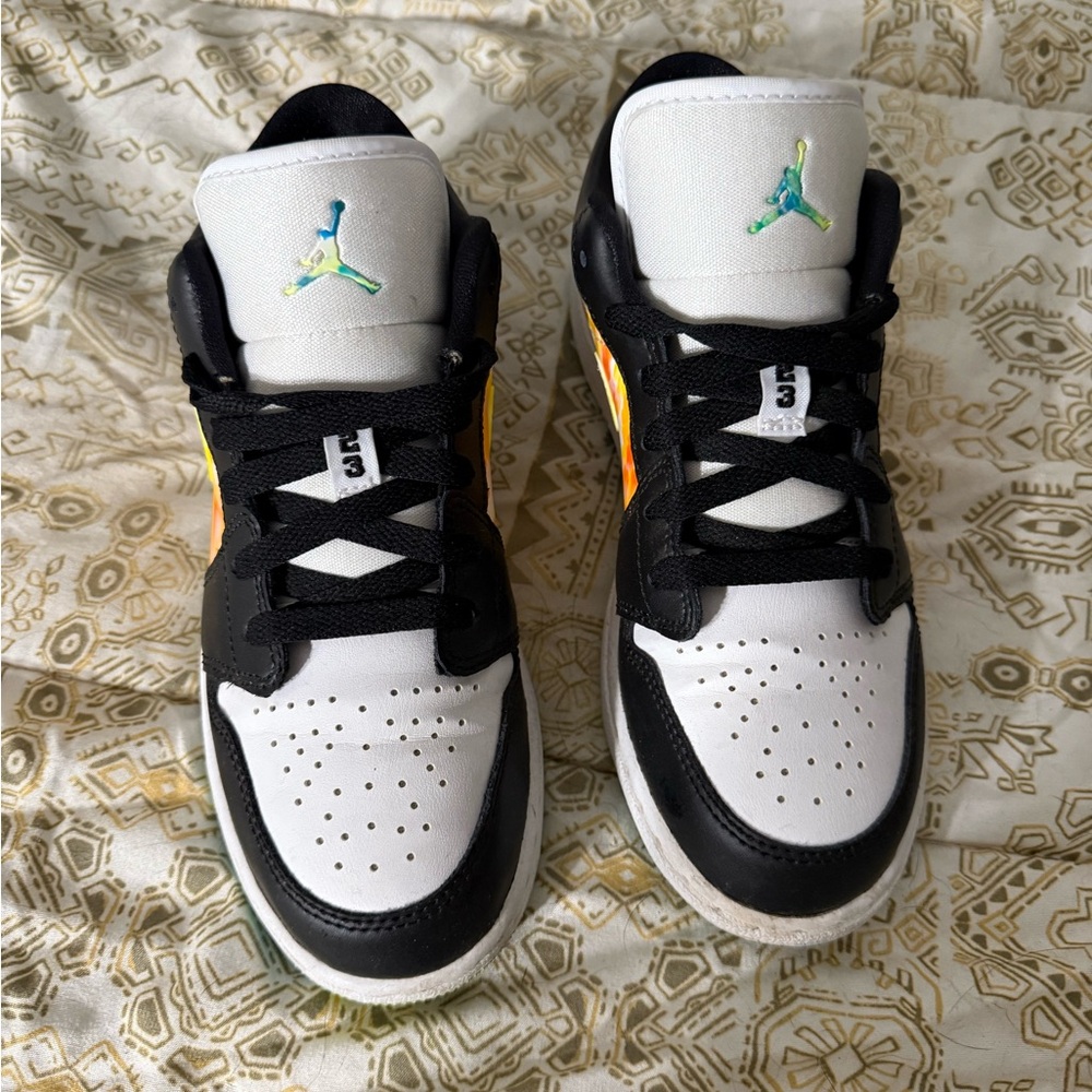 Jordan Kids Black and White Sneakers with Orange Accents